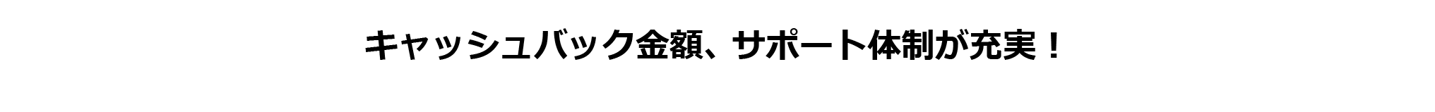 キャッシュバック金額、 サポート体制が充実！